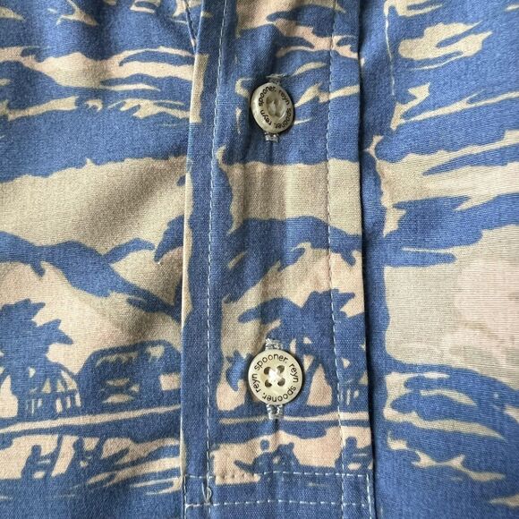 Reyn Spooner Shirt Mens Medium Blue Tan Hawaiian Aloha Commemorative Classic - Picture 8 of 13